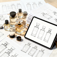 Flacon de parfum en verre en forme de cœur unique avec bouchon en plastique à nœud papillon, logo et couleur personnalisables