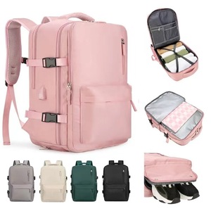 Travel <b>Backpack</b> Unisex Large Capacity Lightweight Multi-Functional Business Travel Gray <b>Black</b> Green Pink Off-White Solid Color - Product Image 5