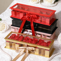 Scatola di Carta con Finestra Trasparente e Maniglia, Decorata con Stampa Dorata e Traforata, per Regali Floreali per la Festa della Mamma e San Valentino