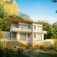 Villa préfabriquée en structure acier duplex, maison modulaire à 2 étages, ossature légère, maison préfabriquée, 4 à 5 chambres, résidence de luxe
