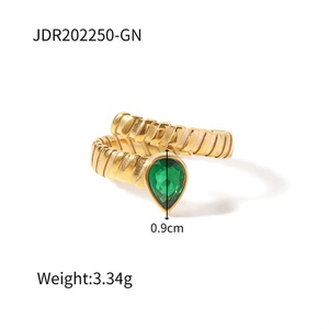 New Arrival Gold Plated Adjustable <b>Ring</b> Stainless Steel Waterdrop Zircon <b>Ring</b> - Product Image 5