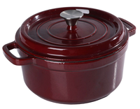 Cocotte en fonte robuste avec revêtement antiadhésif sûr, pot émaillé antirouille avec couvercle à circulation pour une cuisson prolongée