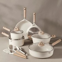 17-teiliges Umweltfreundliches Klassisches Kochgeschirr-Set für Zuhause und Küche mit Gas-Granit-Antihaftbeschichtung, Bratpfannen, Kasserollen, Dampfkorb und Ofengeeignung