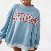 Sweater Wanita Mock Neck Model Asimetris 400gsm Katun Fleece Oversized Hangat untuk Musim Dingin