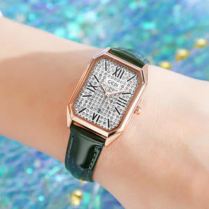 Nouvelle montre pour femme, montre à quartz rectangulaire haut de gamme avec design entièrement serti de diamants - Product Image 5