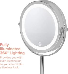 1x/3x/5x Magnification Double Sided Salon Style Iron Frame Glass LED Round Table Desk <b>Makeup</b> <b>Mirror</b> <b>with</b> <b>Light</b> for Living Room - Product Image 3