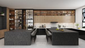 Armoires de cuisine modulaires personnalisées en forme de U, placage bois MDF, petits ensembles d'armoires de cuisine en bois - Product Image 4