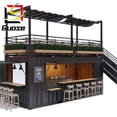 hydraulic system Mobile Coffee Bar Pop Up Shipping Container Shop
