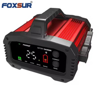 Chargeur de batterie de voiture intelligent FOXSUR 12V 25A pour LiFePO4/Plomb-acide, réparation automatique par impulsions, écran LCD, prise UE, pinces crocodiles