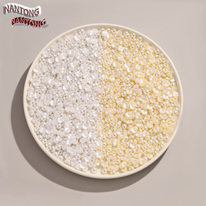 Perles demi-rondes Nantong de qualité supérieure, blanches, à dos plat, 807, pour DIY, nail art, accessoires pour cheveux, décorations pour coques de téléphone - Product Image 4