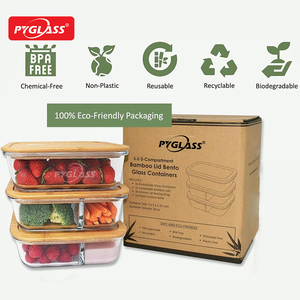 <span class=keywords><strong>ภาชนะ</strong></span>เก็บอาหารแก้วโบโรซิลิเกตคุณภาพสูง Pyglass พร้อมฝาไม้ไผ่ขัดเงาอย่างสวยงาม ชุด 4 ชิ้น - Product Image 6
