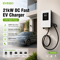 Cargador Inteligente para Vehículos Eléctricos EVEGO de 21 kW, CCS1/CCS2, Cable de 5 m, Soporte para Cable, OCPP 2.0.1, Nivel 2, Monofásico, Estación de Carga de CC Montada en Pared para Apartamentos