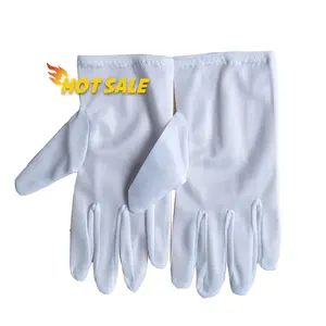 Professional Supplier Bleached White Warp Knitting Outdoor Work Interlock Polyester Hand Gloves