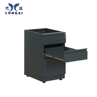Gabinete Móvil de Acero Gris Oscuro con 3 Cajones, con Ruedas, para Debajo del Escritorio, con Diseño Anti-vuelco y Cerradura