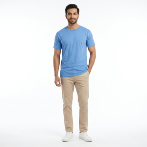 T-shirt pour homme en coton 100% pur, de haute qualité, à manches courtes, col rond, style tendance, respirant, pour l'été - Product Image 4