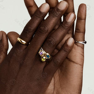 Gemnel 2025 Nuovi Anelli di Tendenza di Alta Qualità in Argento 925 Placcato Oro Bicolore con Zaffiro Blu per Donne - Product Image 3