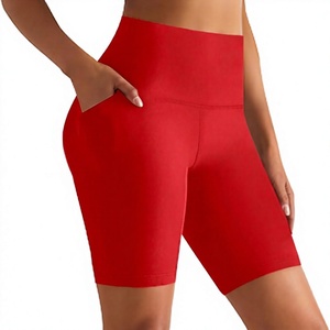 Shorts de cycliste pour femme fabriqués par OEM avec poches - Taille haute, effet ventre plat, pour yoga, entraînement, course à pied, gym, en Spandex - Product Image 4