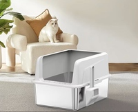 Bac à litière pour chat en acier inoxydable, personnalisé, écologique, anti-fuite, à bords hauts, durable, entrée par le haut, pour chat extra large