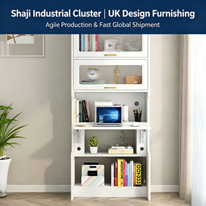 Modern Folding <strong>Wood</strong> Desk Bookshelf Combination for Small Apartments Home Bedroom Student Study Computer Storage Home Furniture - Product Image 1
