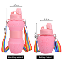 Bouteille en silicone à bas prix, 600 ml, pliable, sans BPA, en silicone PP, gourde pliable, bouteille à boire