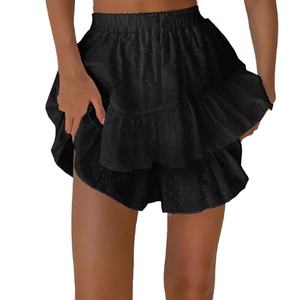 Nouvelle jupe à volants sexy taille haute en dentelle unie pour femme, collection printemps-été, style tempérament - Product Image 5