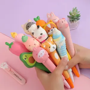 Pu 동물 아이스크림 피젯 장난감 귀여운 감압 펜 질퍽한 펜 볼펜 학생용 학용품