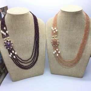 2025 Neuestes <span class=keywords><strong>Design</strong></span> 3mm Kristall und 6-7mm Süßwasser perlen Perlen Mode Damen Schmuck Halskette - Product Image 3