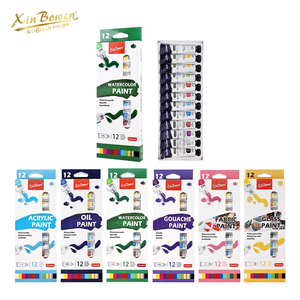 Xin Bowen 12ml 12 couleurs Ensemble de <span class=keywords><strong>peinture</strong></span> professionnelle acrylique/tissu/gouache/<span class=keywords><strong>huile</strong></span>/aquarelle/verre non toxique en tubes - Product Image 2