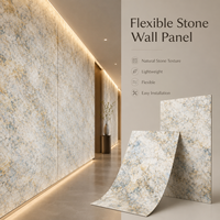 Carreaux de pierre souple MCM haut de gamme, texture travertin naturel, panneaux muraux pour la décoration d'hôtels et de complexes hôteliers