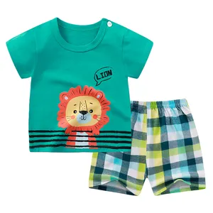 Groothandel Zomer 100% Katoen Korte Mouw Baby Kleding Sets Jongens Kinderen Kids T-shirt Pak