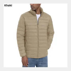 Custom Stand Collar Lightweight Puffer Jackets Mens Quilted Jacket Water Resistant Ripstop Down Insulated Windbreaker Coats