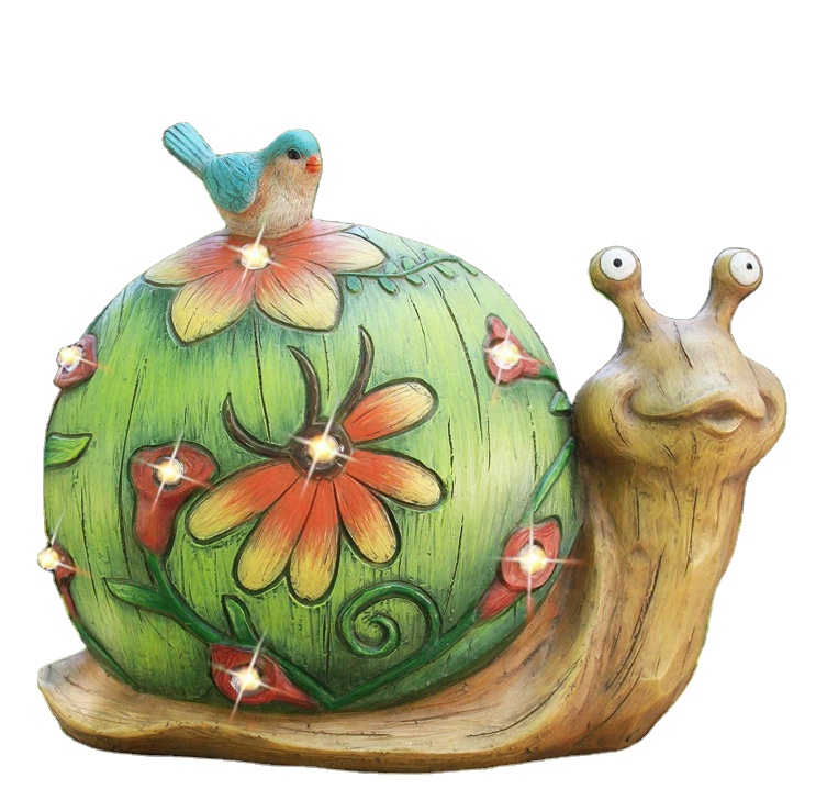 Солнечный смолы декоративный свет садовая статуя Улитка фигурка-солнечных батареях наружное освещение для Патио газон украшения для улицы