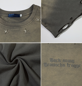 <span class=keywords><strong>Camiseta</strong></span> Oversize para Hombre de Algodón Pesado con Lavado Ácido, Estilo Vintage Desgastado, <span class=keywords><strong>Camiseta</strong></span> Oversize de Streetwear para Hombre - Product Image 2