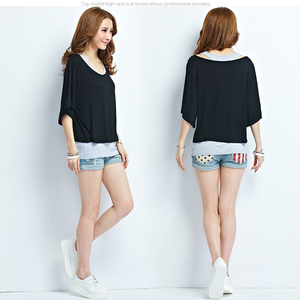 Ensemble deux pièces grande taille pour <span class=keywords><strong>femme</strong></span> : T-shirt amincissant en modal, col rond, coupe ample, idéal pour l'été – Nouveauté polyvalente - Product Image 2
