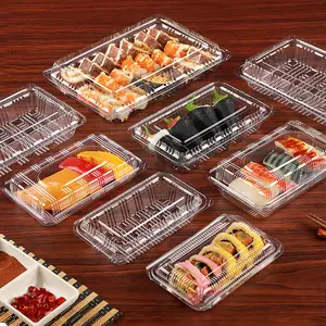 Plastic Clamshell Desserts Box Clear Blister Pastry Sushi Food Container Take Away Box Bread Recycled Transparent Bakery Box