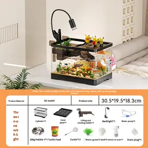 Moderne schildpadkweekbak - Transparant <span class=keywords><strong>plastic</strong></span>, zonnebadplatform, milieuvriendelijke rechthoekige bureau-<span class=keywords><strong>aquarium</strong></span> voor vissen & reptielen - Product Image 6