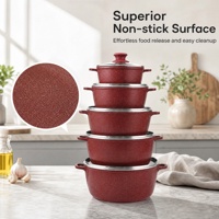 Ensemble d'ustensiles de cuisine en aluminium moulé sous pression OEM en gros, style classique, casseroles et poêles en granit, batterie de cuisine antiadhésive