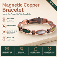 Joyería Magnética de Cobre Puro, Joyería de Terapia Magnética, Brazalete de Cadena de Triple Hilera Vintage para Venta al por Mayor y Suministro de Marca Personalizada