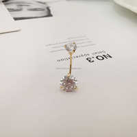 Perhiasan Tubuh Cincin Emas Asli 14K Berkualitas Tinggi dengan Zirkon Kubik, Grosir Laris Manis