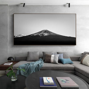 Peinture sur toile de paysage <span class=keywords><strong>Fujisan</strong></span> noir et blanc, peinture murale moderne de grande taille avec des montagnes pour la décoration du salon, à suspendre - Product Image 4