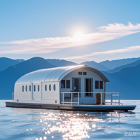 Péniche de fête de ponton touristique Maison flottante moderne Péniche de ponton avec entièrement meublé