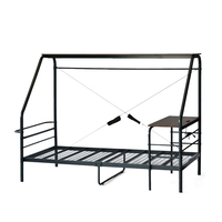 Lit superposé simple avec bureau et échelle de rangement incluse, garde-corps de sécurité pour enfants et adultes, chambre à coucher, dortoir