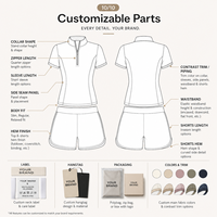 Ensemble deux pièces sportif beige pour femme avec bordure contrastante et demi-fermeture éclair, coupe ajustée personnalisée, tenue athlétique décontractée, vente en gros
