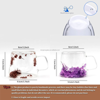 Tasse en verre à double paroi résistante à la chaleur de nouveau design personnalisée avec fleur sèche