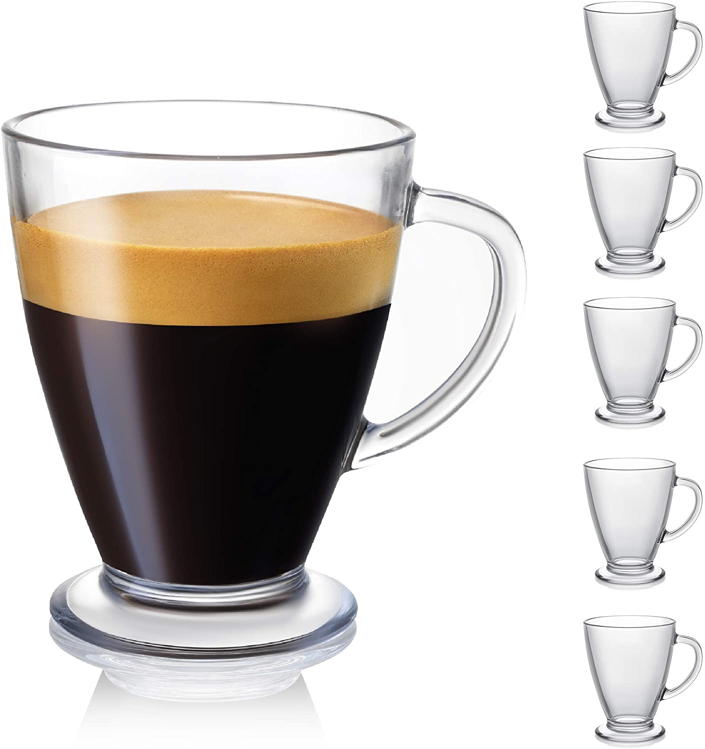Declan Coffee Mug Glass Coffee Mugs Clear Glass Coffee Cups 16 Oz with Handles for Hot Beverages