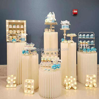 Présentoir pliant pour gâteaux d'anniversaire et de mariage, table à desserts, avec couvercle en papier et acrylique, colonne romaine colorée, guide de chemin et présentoir