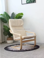Fauteuil de lecture ergonomique et moderne en bois courbé, durable, pour salon, fauteuil inclinable rembourré