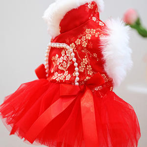 السنة الجديدة أحمر جودة عالية مريحة لطيف نمط البوليستر النمط الصيني فساتين القط لفصل الشتاء مع نمط الصلبة - Product Image 4