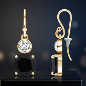 Pendientes Vintage con Diamantes Negros Naturales de Corte Cojín, Chapados en Rodio, Oro de 10K, 14K, 18K, Plata 925, 935, para Mujer, Aniversario de Bodas - Product Image 1