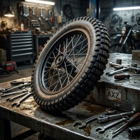 Neumáticos de motocicleta todoterreno AXZ WS124 de 17 y 14 pulgadas, llanta de hierro de alta resistencia, núcleo de tambor negro SDG de 15 mm, nuevo estado, juego completo, 1 año de garantía
